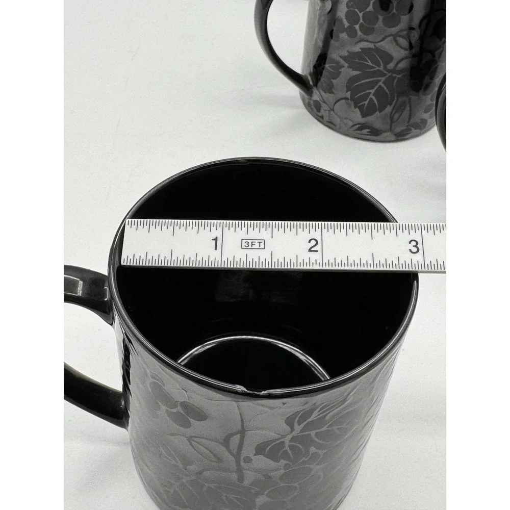 Pier 1 Mugs Japan Black Cherry Cherries Coffee Tea Cup Handle 8 Fl oz